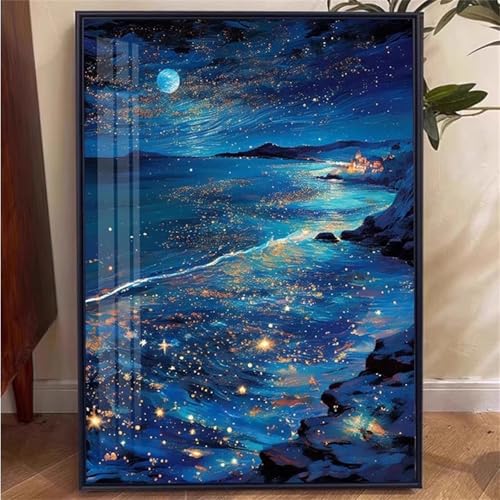 taesdvry Diamond Painting Set für Erwachsene,Strandstars Diamond Art Erwachsene Full DIY Diamant Kunst Malerei Bilder Home Wand Dekor Square Drill 70x90cm von taesdvry