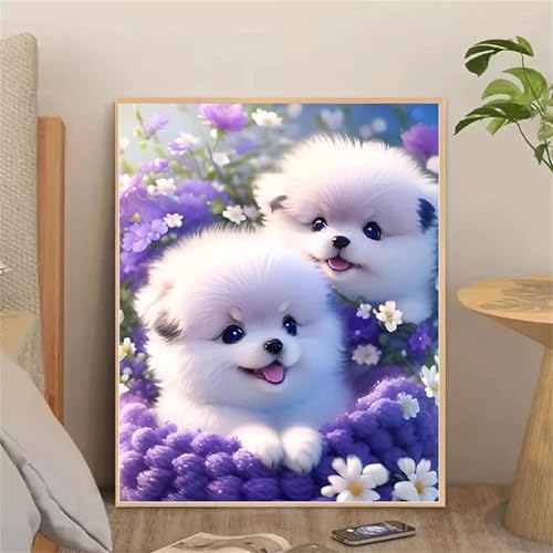 taesdvry Diamond Painting Set für Erwachsene,Süßer Welpe Diamond Art Erwachsene Full DIY Diamant Kunst Malerei Bilder Home Wand Dekor Square Drill 30x50cm von taesdvry