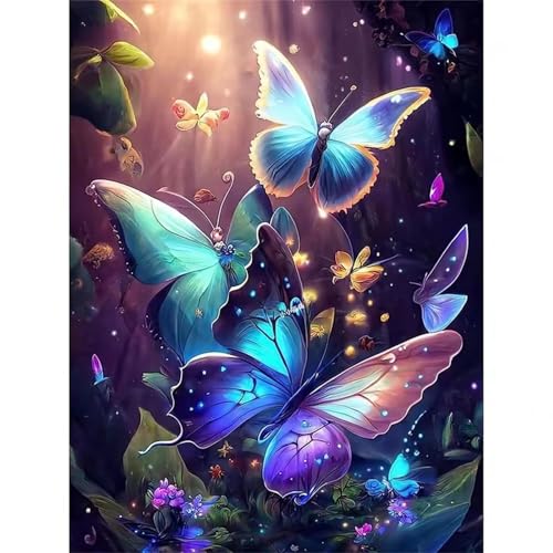 taesdvry Fantasie-Schmetterlinge Diamond Painting Kits Für Erwachsene, 5D Diamond Art Kits Für Anfänger,Round Drill DIY Vollbohrerbild Mit Diamant Malerei Bilder Home Wand Dekor 90x110cm von taesdvry