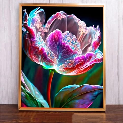 taesdvry Fantasieblume Diamond Painting Kits Für Erwachsene, 5D Diamond Art Kits Für Anfänger,Round Drill DIY Vollbohrerbild Mit Diamant Malerei Bilder Home Wand Dekor 25x45cm von taesdvry