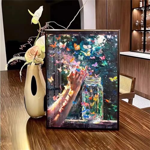 taesdvry Schmetterlingsansicht Diamond Painting Kits Für Erwachsene, 5D Diamond Art Kits Für Anfänger,Round Drill DIY Vollbohrerbild Mit Diamant Malerei Bilder Home Wand Dekor 25x45cm von taesdvry