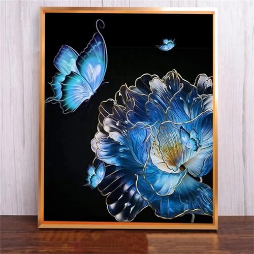 taesdvry Schmetterlingsblume Diamond Painting Kits Für Erwachsene, 5D Diamond Art Kits Für Anfänger,Round Drill DIY Vollbohrerbild Mit Diamant Malerei Bilder Home Wand Dekor 100x130cm von taesdvry