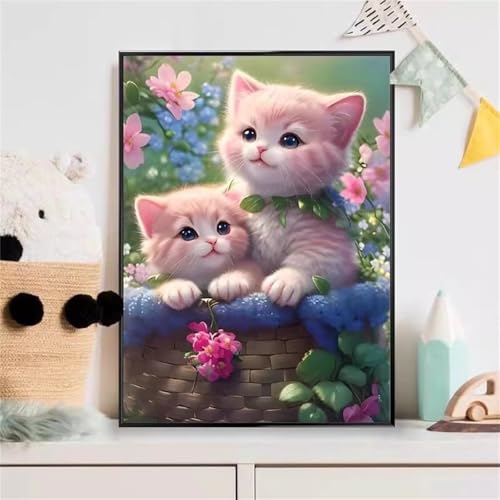 taesdvry Tier Katze Diamond Painting Kits Für Erwachsene, 5D Diamond Art Kits Für Anfänger,Round Drill DIY Vollbohrerbild Mit Diamant Malerei Bilder Home Wand Dekor 30x50cm von taesdvry