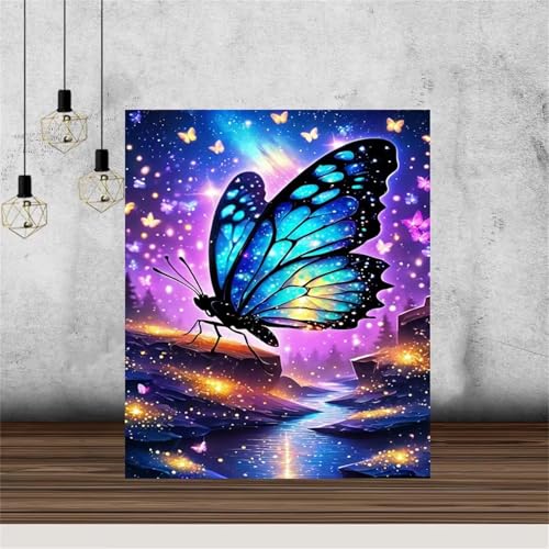 taesdvry Tier Schmetterling Diamond Painting Kits Für Erwachsene, 5D Diamond Art Kits Für Anfänger,Round Drill DIY Vollbohrerbild Mit Diamant Malerei Bilder Home Wand Dekor 25x45cm von taesdvry