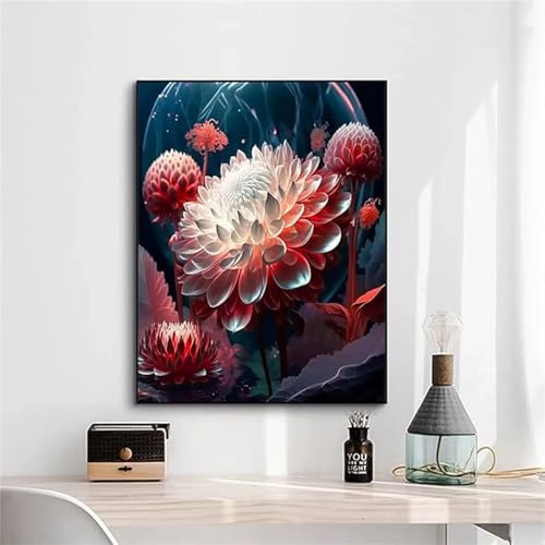 taesdvry Verträumte Blume Diamond Painting Kits Für Erwachsene, 5D Diamond Art Kits Für Anfänger,Round Drill DIY Vollbohrerbild Mit Diamant Malerei Bilder Home Wand Dekor 30x50cm von taesdvry