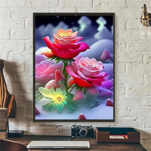 taesdvry Verträumte Blumen Diamond Painting Kits Für Erwachsene, 5D Diamond Art Kits Für Anfänger,Round Drill DIY Vollbohrerbild Mit Diamant Malerei Bilder Home Wand Dekor 80x100cm von taesdvry