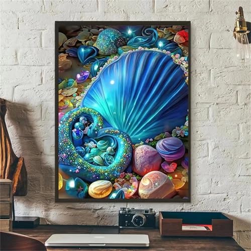 taesdvry Verträumte Muscheln Diamond Painting Kits Für Erwachsene, 5D Diamond Art Kits Für Anfänger,Round Drill DIY Vollbohrerbild Mit Diamant Malerei Bilder Home Wand Dekor 70x90cm von taesdvry