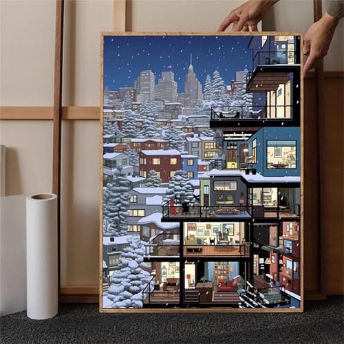 taesdvry Winterhaus Diamond Painting Kits Für Erwachsene, 5D Diamond Art Kits Für Anfänger,Round Drill DIY Vollbohrerbild Mit Diamant Malerei Bilder Home Wand Dekor 30x50cm von taesdvry