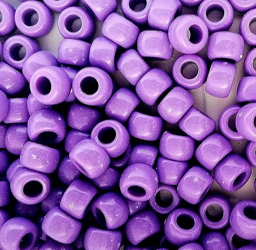 taffbeads 100 Stück 9 x 6 undurchsichtige Acryl-Pony-Perlen für Schmuckherstellung und DIY-Handwerk (Dunkelviolett) von taffbeads