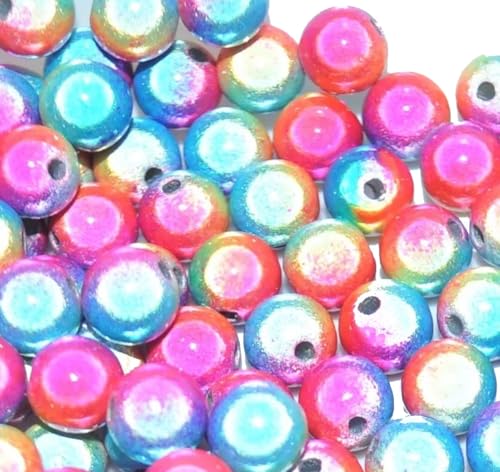 taffbeads 40 Stück 8 mm Abschleppton Farbe 3D Illusion Miracle Acryl Perlen für DIY Handwerk und Schmuckherstellung (Regenbogen) von taffbeads