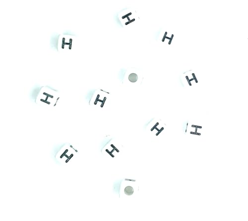 taffbeads 50 Stück 8 mm weiße Würfel A-Z einzelne Buchstaben Acryl Alphabet Perlen für personalisierte Perlenstickerei DIY Handwerk oder Schmuckherstellung (H) von taffbeads