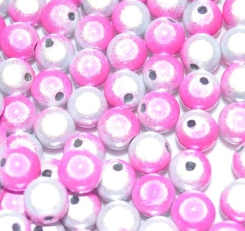 taffbeads Acrylperlen in Abschleppfarbe, 3D-Illusionswunder, Acrylperlen für Bastel- und Schmuckherstellung, 8 mm, 40 Stück (Rosa - Weiß) von taffbeads