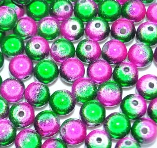 taffbeads Acrylperlen in Abschleppfarbe, 3D-Illusionswunder, Acrylperlen für DIY Handwerk und Schmuckherstellung, 8 mm, Dunkelgrün - Rosa, 40 Stück von taffbeads