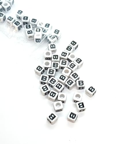 taffbeads Alphabet-Perlen aus Acryl, 7 mm, Würfel, A-Z, Einzelbuchstaben, für Bastelarbeiten, Schmuckherstellung, 50 Stück (B) von taffbeads