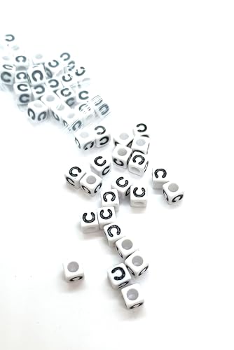 taffbeads Alphabet-Perlen aus Acryl, 7 mm, Würfel, A-Z, Einzelbuchstaben, für DIY Handwerk oder Schmuckherstellung, 50 Stück (C) von taffbeads