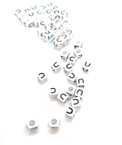 taffbeads Alphabet-Perlen aus Acryl, 7 mm, Würfel, A-Z, Einzelbuchstaben, für DIY Handwerk oder Schmuckherstellung, 50 Stück von taffbeads