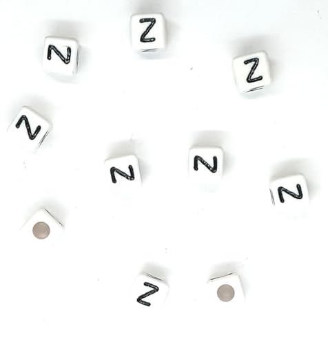 taffbeads Alphabet-Perlen aus Acryl, für personalisierte Perlenstickerei, Bastel- oder Schmuckherstellung, 8 mm, Weiß, 50 Stück von taffbeads