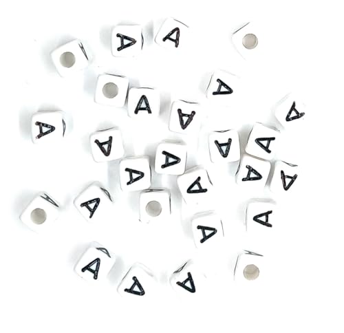 taffbeads Alphabet-Perlen aus Acryl, für personalisierte Perlenstickerei, DIY, Handwerk oder Schmuckherstellung, 8 mm, Weiß, 50 Stück (A) von taffbeads