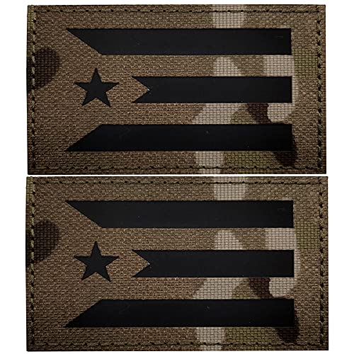 2 Stück MultiCam Infrarot IR Puerto Rico Kuba Flagge 8,9 x 5,1 cm IFF Tactical Moral Fastener Patch Schulter Applikation von taifeng