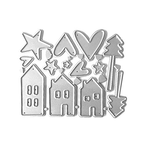 tailor13me Stanzschablonen Herz Stern Haus Stanzbögen für Scrapbooking Stanzformen, Metall Sterben Prägeschablone zur Scrapbooking Silver von tailor13me