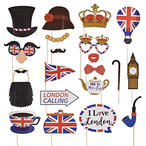 British Accessories Props – Partyzubehör britische Flagge England Selfie Foto Requisiten British National Holiday Party Dekorationen 20 Stück von tairong