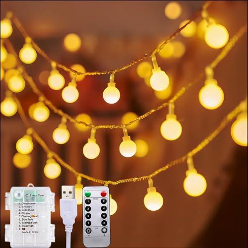 taiyongkang Lichterkette 3-in-1 Stromversorgung, 13M 100 Leds Lichterkette Batterie/Usb/strom, 8 Modi und Timer Funktion, füR Balkon Partybeleuchtung Zimmer Garten Hochzeit Partyzelt Zelt Camping von taiyongkang