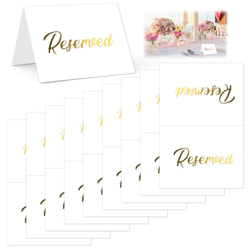 Goldene Tischschilder mit Aufschrift "Reserved", doppelseitig, elegant, Goldfolie, Zeltkarten für Hochzeiten, Restaurants, Partys, 7,5 x 10 cm, leicht zu faltende Tischkarten für Veranstaltungen und von talNite