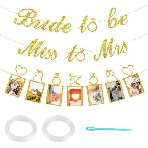 Roségoldene Brautparty-Dekorationen, inklusive "Miss to Mrs", "Bride to Be", Foto-Banner, perfekt für Junggesellinnenabschied, Hochzeit, Verlobung, Brautparty-Dekoration von talNite