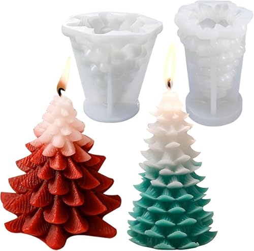 Set mit 2 Weihnachtsbaum-Silikon-Kerzenformen – Mehrzweckformen für Bastelarbeiten, Duftkerzen, Seife, Schokolade und Urlaubsgeschenke – ideal für Weihnachtsdekoration von talNite