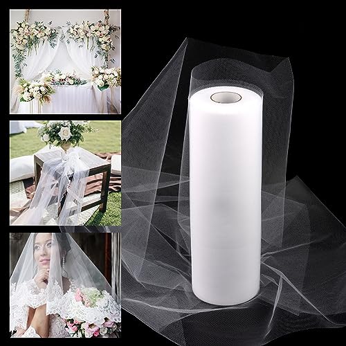 talifoca 30cm x 91,5m Tüll Stoff Rolle, Tüllstoff Rolle Weiß Hochzeit Tüllband Hochzeit Dekoband Tüll Dekostoff Tüll Polyester Tüll Rolle für DIY Tutu Rock Handwerk Bogen Geschenk Party Deko von talifoca