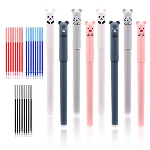 talifoca Radierbarer Kugelschreiber,8 pcs Panda Löschbaren Gel Stift mit 24 Nachfüllungen,Löschbarer Gelstift Cartoon Gel Ink Pen Gelschreiber,Tintenroller Radierbar Löschbar Leicht Zu Reiben Rub Gel von talifoca