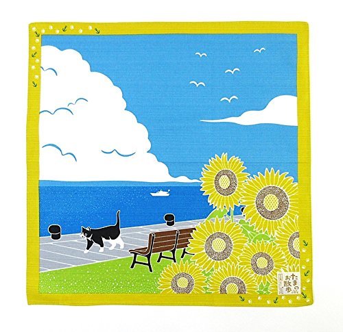 FUROSHIKI- Japanese Wrapping Cloth (Traveling-cat : Sunflower) von tamanoosanpo