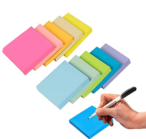 Tangger Pastel Sticky Notes,10 Packung 1000 Klebezettel Farbige Haftnotizen 76 x 76 mm in 10 Bunten Farben,für Büro Zuhause Schule Sitzung, für Notizen, To-Do-Listen und Erinnerungen von tangger