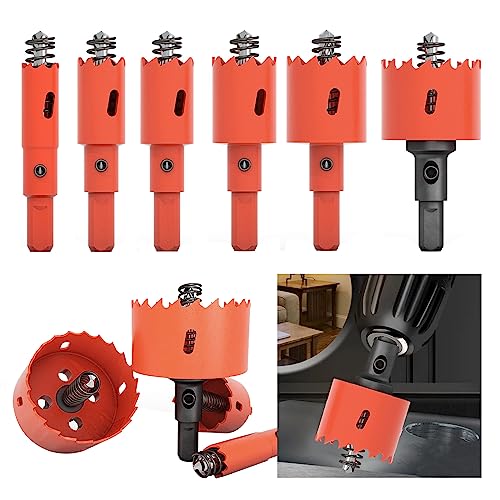 Tangger 6PCS Lochsägen-Set Lochsägenschneider hochgeschwindigkeits bohrer hartmetall bohrer edelstahl kernbohrer metall edelstahl-zahnrad lochschneider set metall(16-40mm) (ROT) von tangger