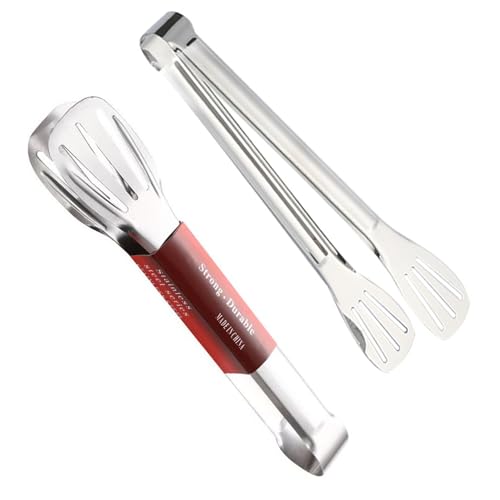 Grillzange Edelstahl, 2er-Pack Edelstahl 3-Draht WüRstchen 9 Zoll Grillzangen Salatzangekuchenklammern HitzebestäNdige Temperatur Kitchen Tongs Geeignet Zum Backen Und Grillen Koch Zange 23cm von taobosec