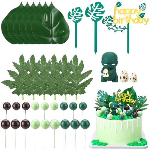 taonganui 36 Stück Dino Tortendeko, Dschungel Tortendeko Dino Kuchen Deko Kuchendeko Dinosaurier Deko Torte Cake Topper 3D Dino Geburtstag Deko für Kinder Junge für Geburtstag Babyparty Party Deko von taonganui