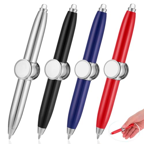 taonganui 4 Stück Fidget Pen,Spinning Pen mit LED-Licht,Adhs Stift,Kugelschreiber,Schreibwerkzeug Beleuchtete Spitze Stift für Beleuchtung zum Schreiben im Dunkeln von taonganui