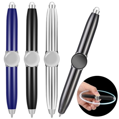 taonganui 4 Stück Fidget Pen Mit Led-Licht, Spinning Pen Stift Kugelschreiber, Kugelschreiber Geschenkstift Zum Stressabbau für Männer Frauen Teenager von taonganui