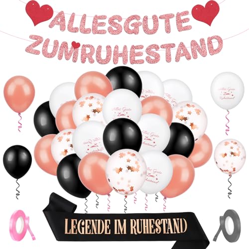 taonganui Rente Deko, Ruhestand Decoration mit Luftballons, Alles Gute Zum Banner, Endlich Rentner Schärpe, Girlande, Feierabend Deco für Abschiedsfeier Renteneintritt Party von taonganui