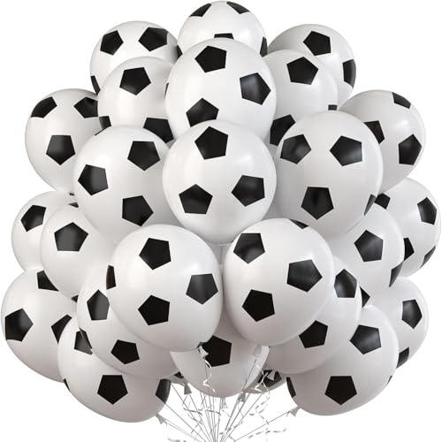 Fußball Luftballons, 60 Stück 12 Zoll Latex Ballons Fussball Helium Ballon Soccer Balloons für Junge Kinder Geburtstag Sport Thema Party Dekoration (Fußball) von tarumedo