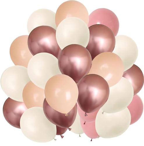 Luftballons Aprikose Rose, 60 Stück 12 Zoll Sandweiß Metallic Rose Gold Helium Ballon Retro Rosa Latex Ballons fur Boho Mädchen Frauen Hochzeit Geburtstag Baby Shower Taufe von tarumedo