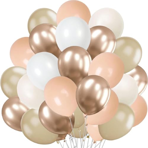 Luftballons Beige Weiß, 60 Stück 12 Zoll Metallic Champagner Gold Helium Ballon Aprikose Weißsand Nude Latex Ballons fur Boho Mädchen Frauen Hochzeit Geburtstag Baby Shower Taufe von tarumedo