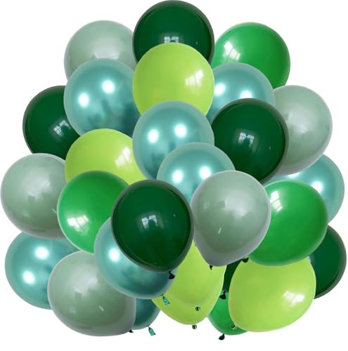 Luftballons Grün, 60 Stück 12 Zoll Jungle Luftballons Metallic Grün Dunkelgrün Ballons Fruchtgrün Salbei Grün Latex Ballon für Geburtstag Hochzeit Dschungel Safari Baby Shower Party von tarumedo