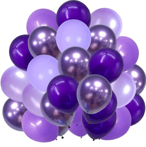 Luftballons Lila, 60 Stück 12 Zoll Metallic Lila Helium Ballon Violett Latex Ballons Helllila Luftballons Set für Geburtstag Mädchen Frauen Hochzeit Abschluss Party Baby Shower von tarumedo