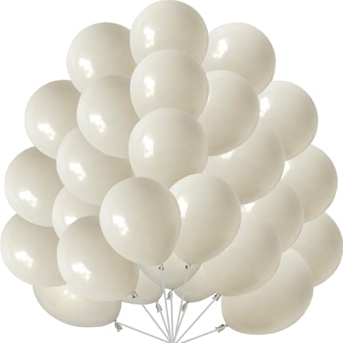 Luftballons Sand Weiß, 60 Stück 12 Zoll Retro Creme Weiss Luftballon Sand Weißer Latex Ballon Balloons Beige für Geburtstag Hochzeit Valentinstag Verlobung Babyparty Party Deko (Sandweiße) von tarumedo