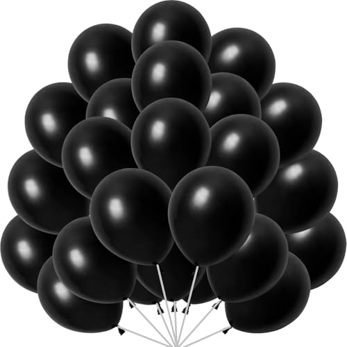 Luftballons Schwarz, 60 Stück 12 Zoll Matte Schwarze Latex Ballon Black Helium Balloons für Geburtstag Hochzeit Valentinstag Verlobung Babyparty Party Deko von tarumedo