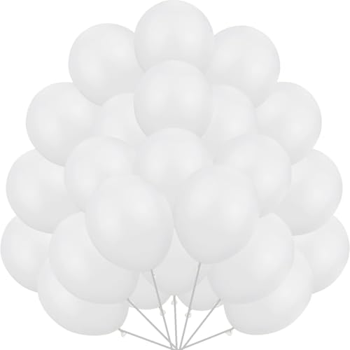 Luftballons Weiß, 60 Stück 12 Zoll Weiss Luftballon Matte Weißer Latex Ballon White Helium Balloons für Geburtstag Hochzeit Valentinstag Verlobung Babyparty Party Deko von tarumedo