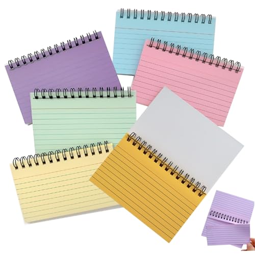 Office Products 6 Pack Revision Flashcards 300 Blätter 5 x 3 Zoll Karteikarten, mehrfarbige Revisionskarten, einfache Flip -Spiral -Revisionsvorräte für das Treffen, Lernen, Speicher von tddouck