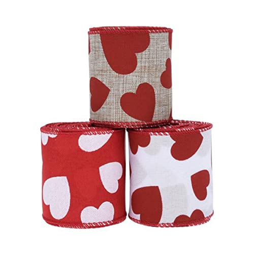 Ribbon Valentines Day Ribbons Liebe Herz Sackleinen Kabelkante Geschenke Wickeln Ribbon Dekorationen 3 Rollen von tddouck