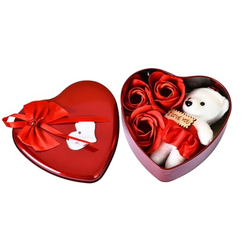 tddouck Romantischer Valentinstag Bär mit künstlicher Rose Geschenkbox süße Rosenbären Geschenkbox für Jubiläum Valentinstag Rote Party Vorräte von tddouck